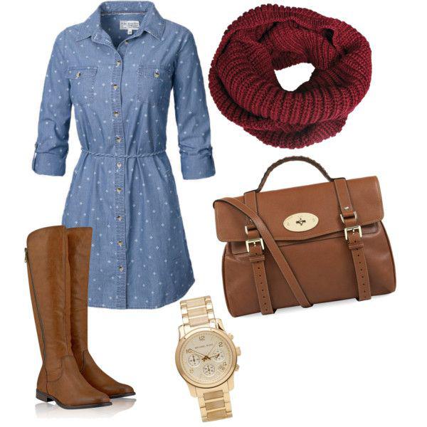 Winter Outfit Ideas - Dress and Boots: 