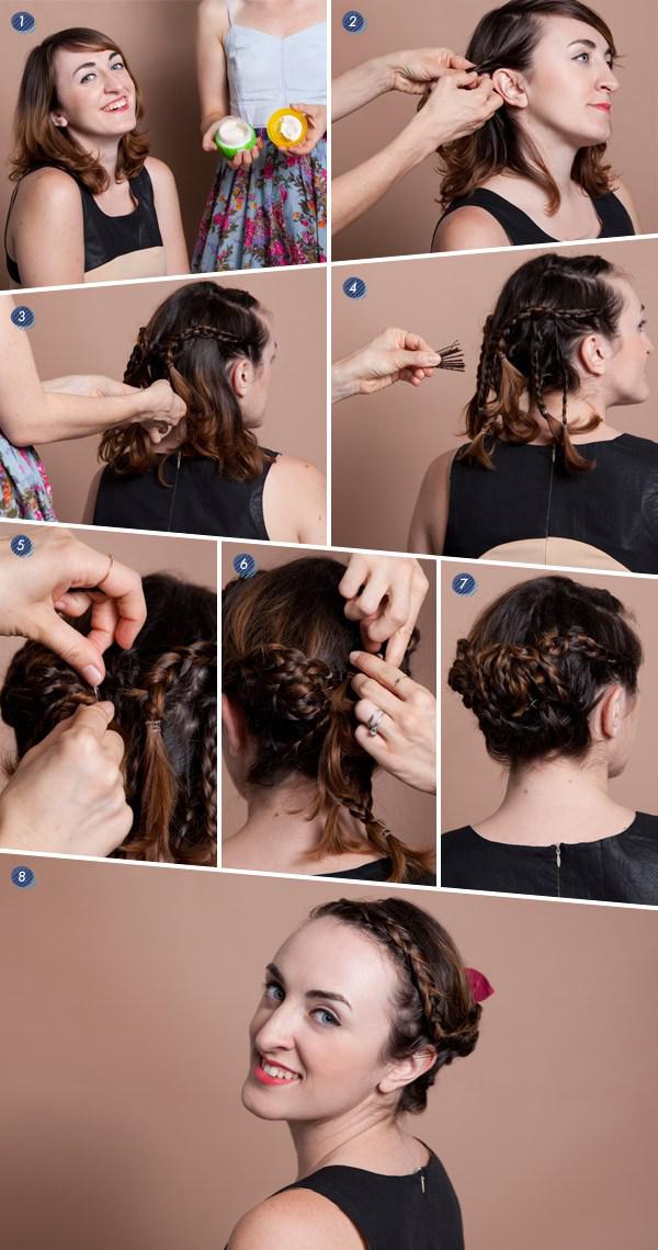 Braided Updo Hairstyle Tutorial for Short Hair on Stylevore Braided Updo Hairstyle Tutorial for Short Hair on Stylevore
