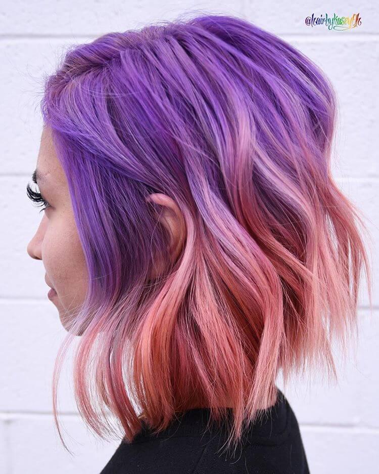 Purple and Pink Chin Length Bob: 