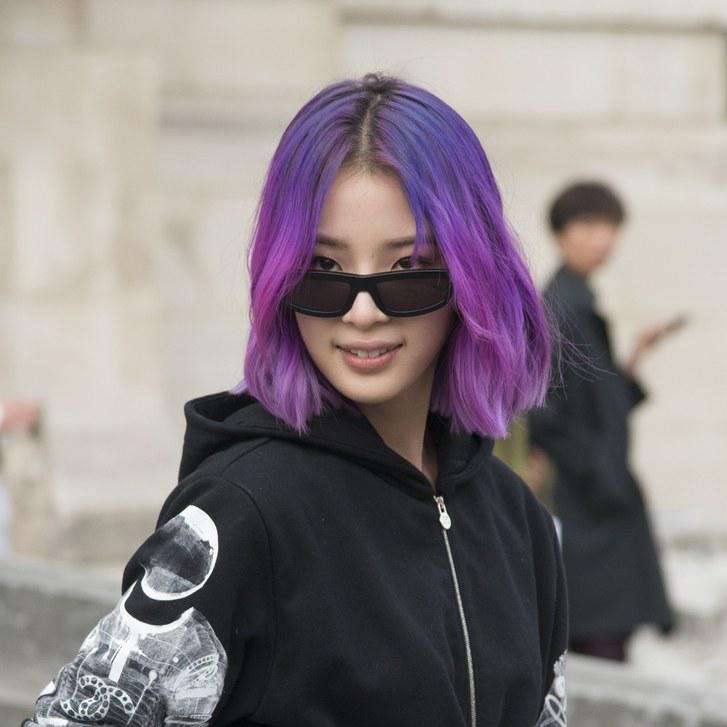 Irene Kim's Cute Purple Hairstyle For Short hair on Stylevore