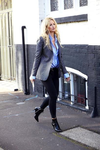 Ankle boots, black jeans, blue shirt & blazer!: Blazer,  Blue shirt  