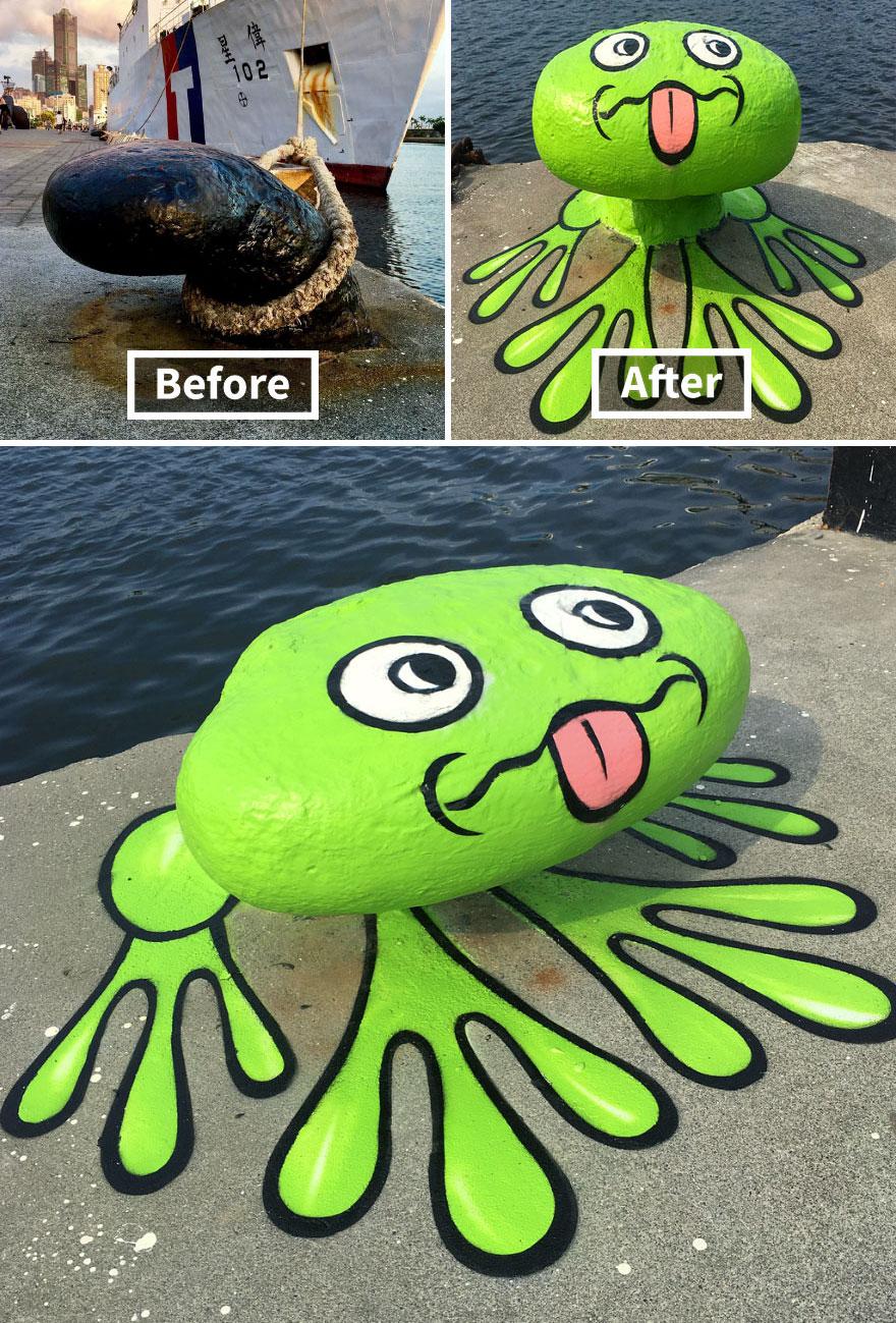 Meet The Street Artist Transforming Dreary Objects Into Quirky Creations: 