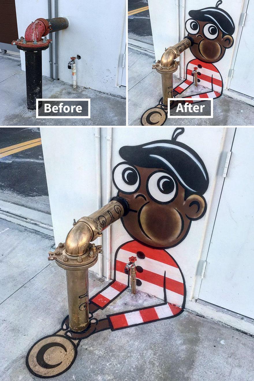 Meet The Street Artist Transforming Dreary Objects Into Quirky Creations: 