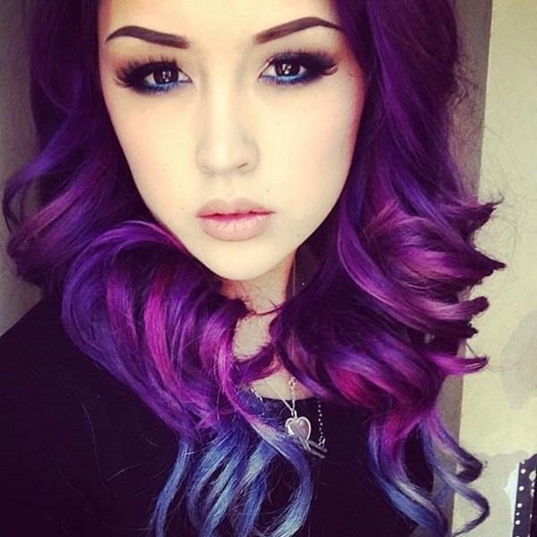 Strong Purple Highlights | Ideas Of Dark Purple Highlights Trending in 2022  on Stylevore