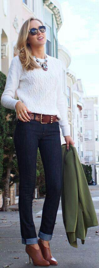 White Shirt With Dark Blue Jeans! on Stylevore
