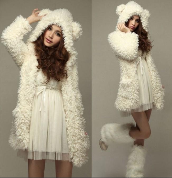 Casual Noble Fall Winter Warm Hooded Furry Coat: Furry Coat  