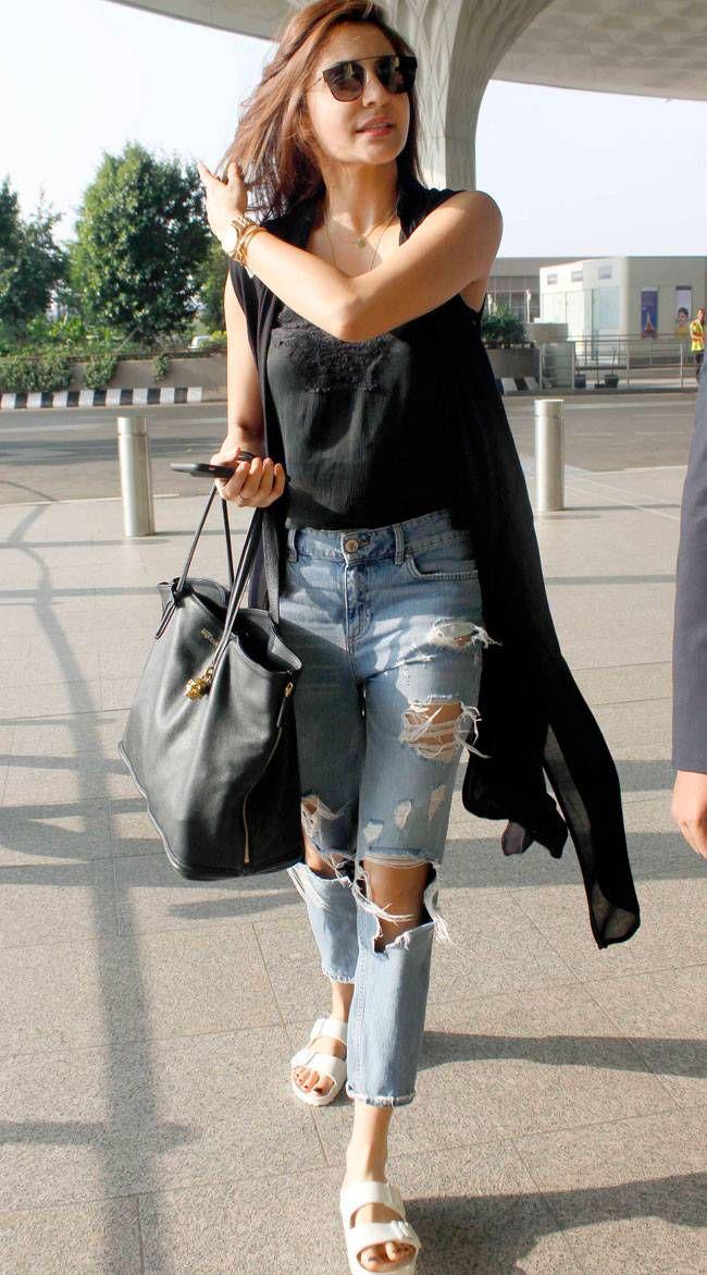 jeans anushka sharma. Anushka Sharma: Denim Outfits,  Ripped Jeans,  Slim-Fit Pants  