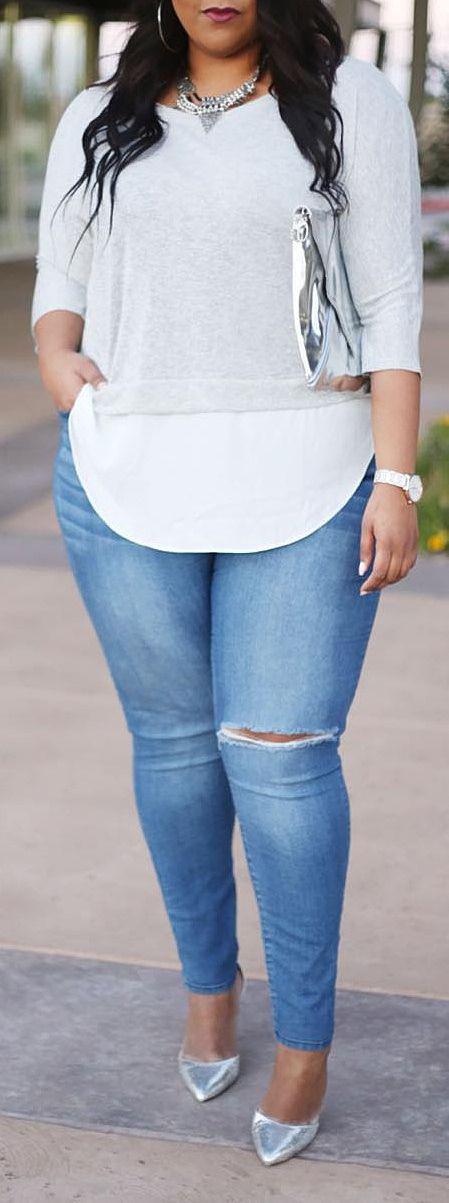 Curvy Summer Fashion for Women - #curvy #plus #size #outfits #fashion: black girls jeans outfit,  Women summer fashion outfit,  Plus size outfit  