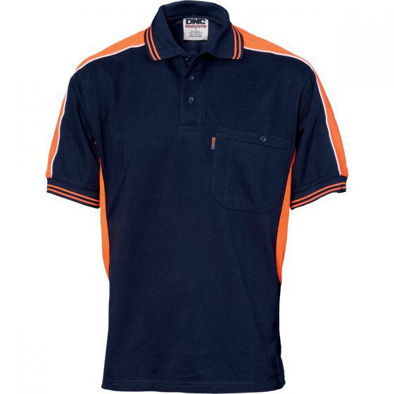 DNC WORKWEAR Polyester Cotton Panel Short Sleeve Polo Shirt 5214: short sleeve shirt  