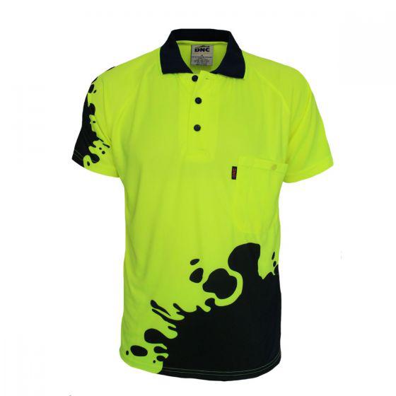 DNS WORKWEAR Hi Vis Sublimated Blot Polo 3567: 