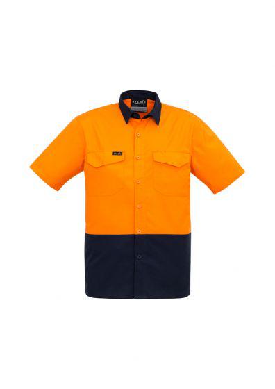 SYZMIK Men’s Rugged Cooling Hi-Vis Spliced S/S Shirt ZW815: 