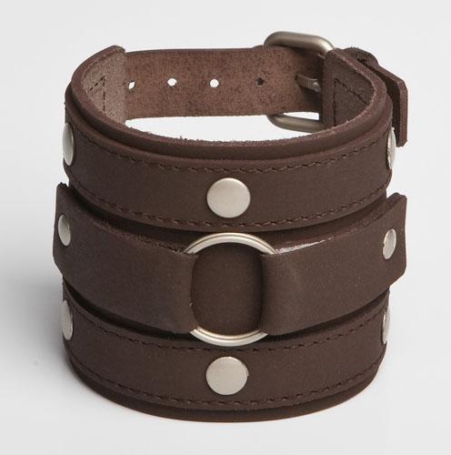 DOUBLE BANDIT | Brown or Mottled Brown Leather Wristband