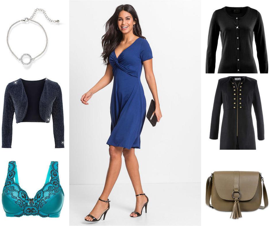 Dark blue dress collage: 