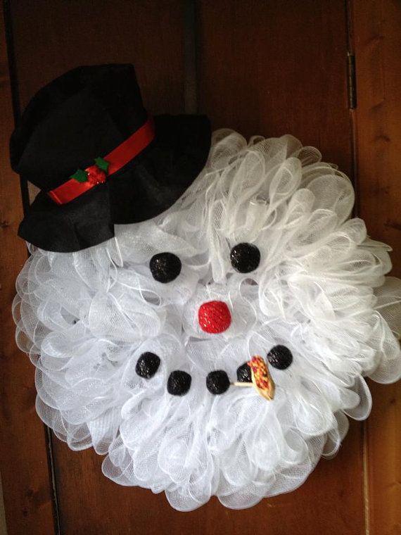 Deco mesh snowman head wreath: Christmas Day,  Santa Claus,  Christmas decoration,  Deco mesh,  Snowman wreath  