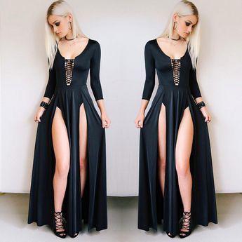 Long Sleeve Dress. Casual wear: Gothic fashion,  Goth dress outfits  