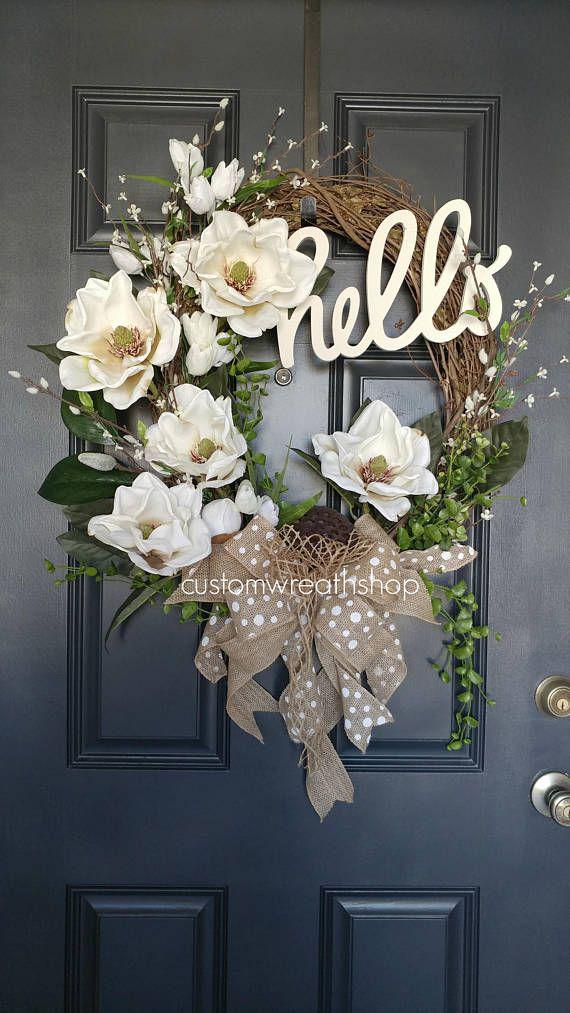 Magnolia wreath, Artificial flower, Southern magnolia: Christmas Day,  Flower Bouquet,  Floral design,  Artificial flower,  Southern magnolia,  Door Wreaths,  Wreath ideas  