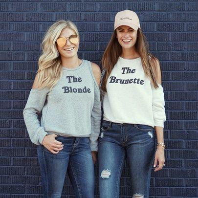 Matching outfit Casual wear, denim T-shirt: Crew neck,  Besties outfits  