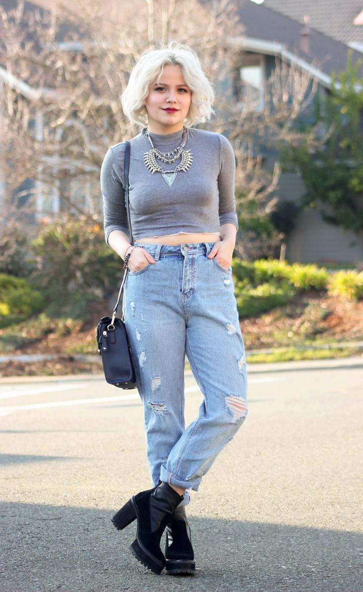 Boyfriend Jeans Outfit. Boyfriend Jeans Outfit.: Jeans Outfit,  Crop top,  Polo neck,  Boot Outfits,  Boyfriend Jeans,  Boyfriend Pants,  instafashion  