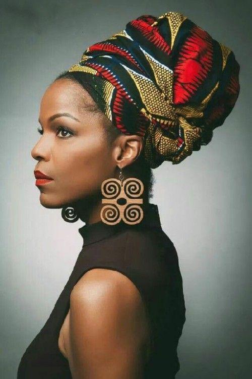 African wax prints. Black Girls Head tie, Kente cloth: 