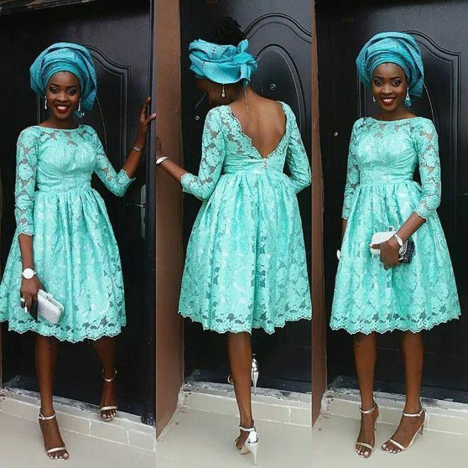 aso ebi short gown lace