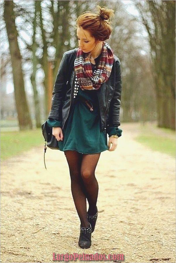 Casual outfits Winter clothing, Green Dress: Leather jacket,  Fall Outfits,  Girls Work Outfit,  Green Dress  