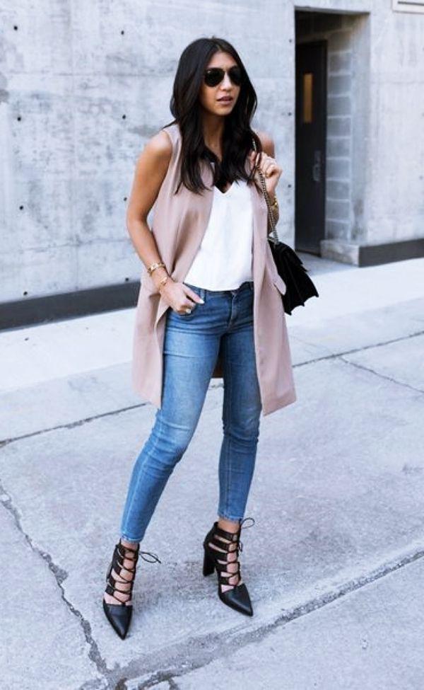 Casual outfits Colete Jeans, Colete Alongado: Girls Work Outfit  