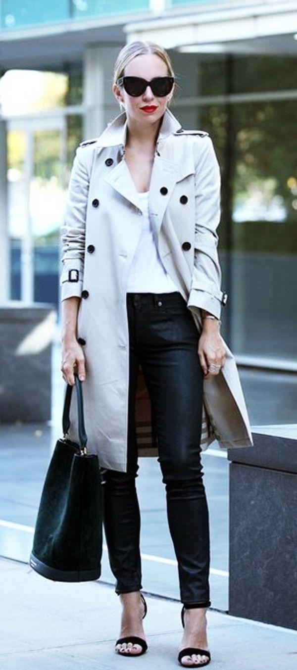 White trench coat. Casual outfits Trench coat, trench coat: Trench coat,  Girls Work Outfit,  Wool Coat,  Duffel coat,  swing coat  