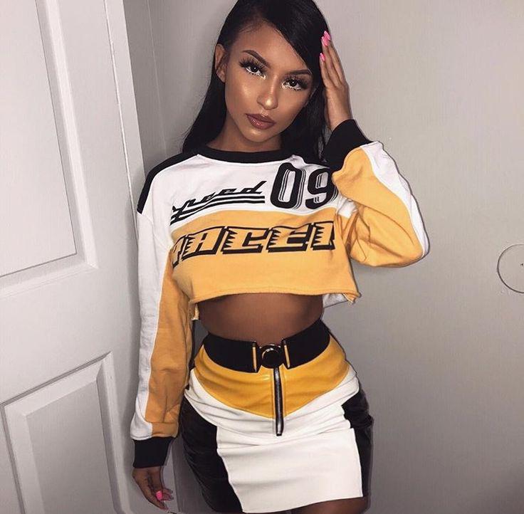 Hip hop fashion. Black Girls Crop top, Casual wear: 