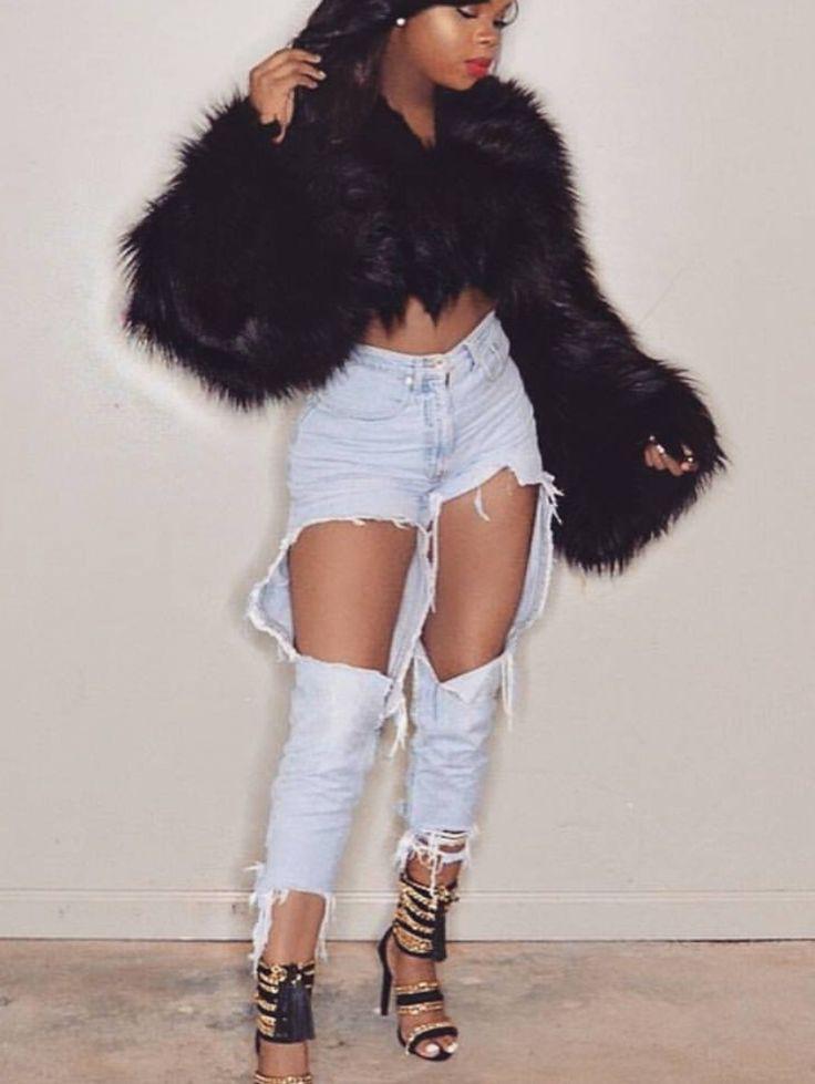Black Girls Fur clothing, fashion model: 