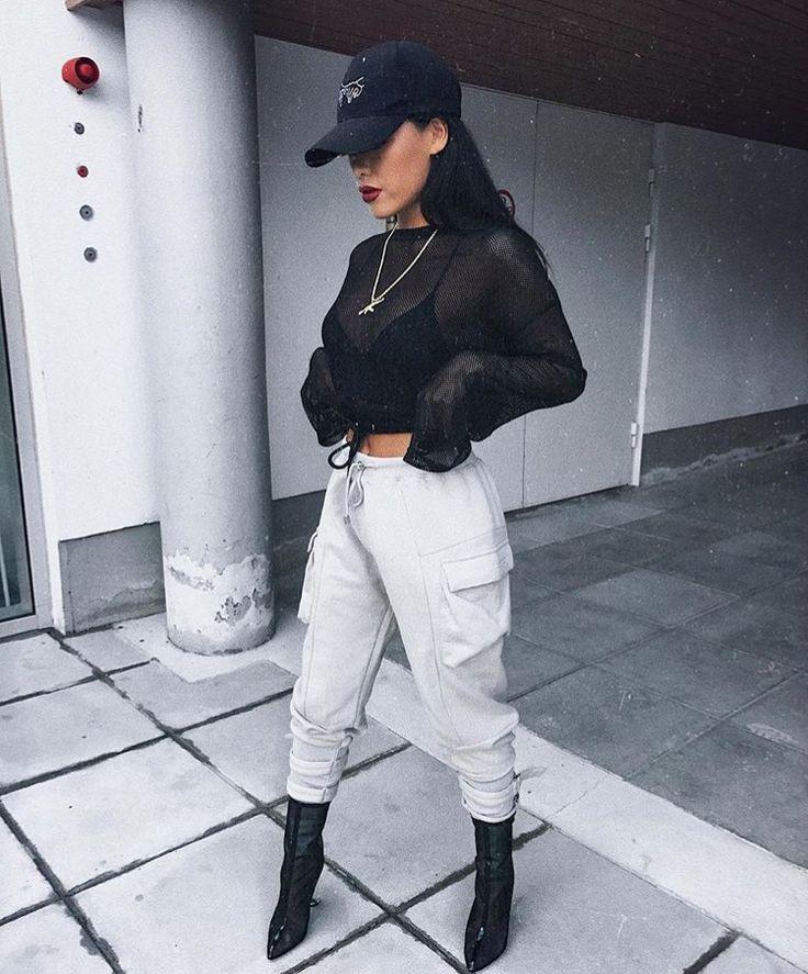 Hip hop fashion. Black Girls Casual wear, Crop top: 