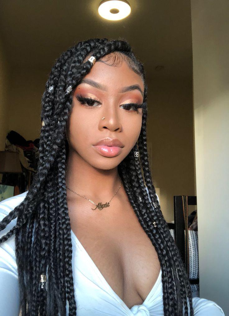 Black Girl Box braids, Afro-textured hair: Lace wig,  Long hair,  Hairstyle Ideas,  Cute Black Girls  