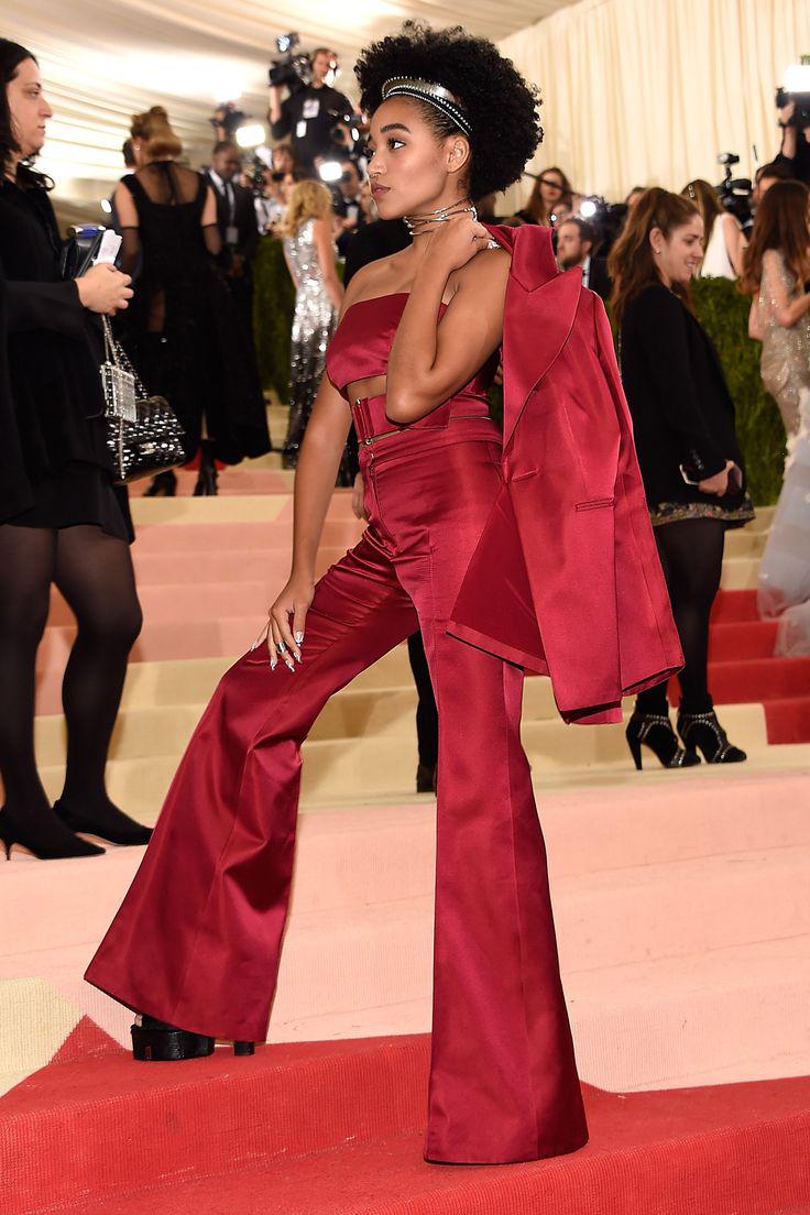 Amandla Stenberg in Pretty Dress | Red Off Shoulder Belted Jumpsuit Outfits in 2022: Red Carpet Dresses,  Met Gala,  Teen Vogue,  Amandla Stenberg,  Amandla Pics  