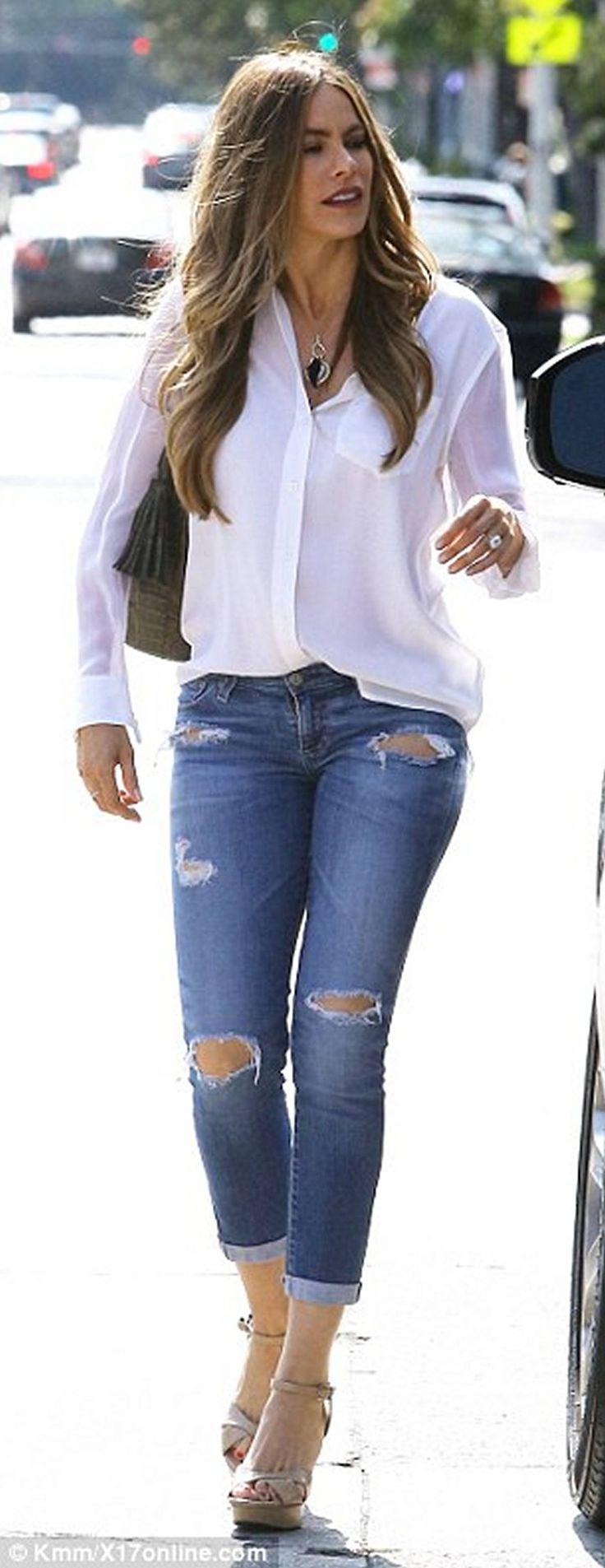 Married... with Children. 80+ Best Sofia Vergara Outfit Ideas Looks!: Denim Outfits,  Ripped Jeans,  Jennifer Lopez,  Television show  