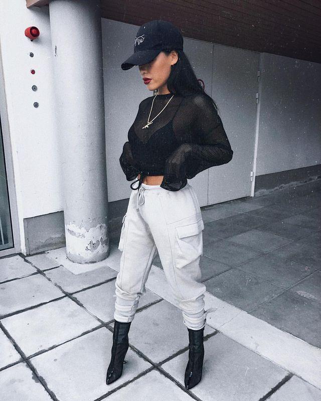 Hip hop fashion. Black Girls Casual wear, Crop top: 