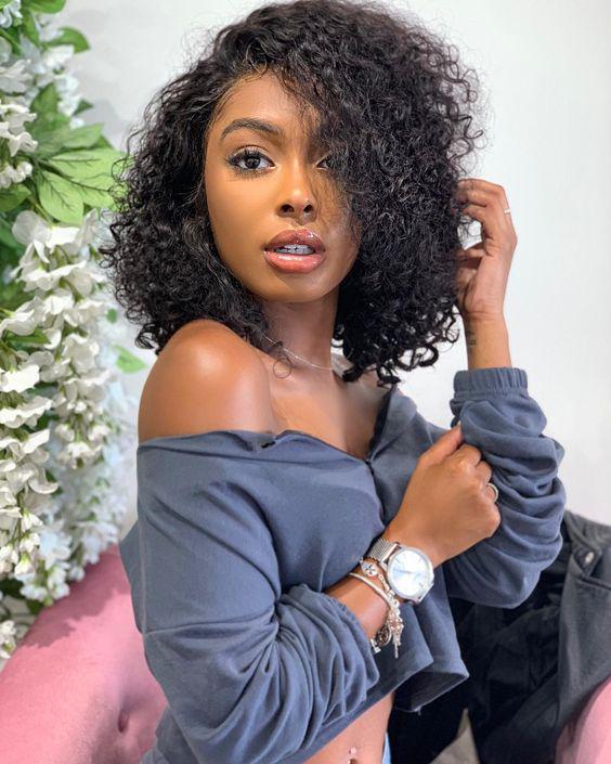 Brazilian Short Curly Bob Human Hair Lace Front Wigs with Baby Hair for Black Women Natural. African Hairstyles For Women's: Lace wig,  Bob cut,  Hairstyle Ideas,  Hair straightening  