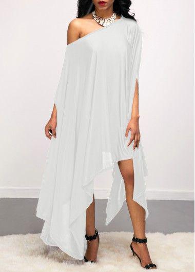 Asymmetric Hem Batwing Sleeve White Dress on sale only US$34.90 now, buy cheap A...: Cocktail Dresses  