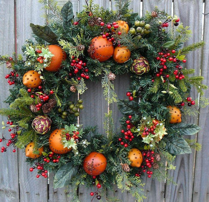 Orange christmas wreath: Christmas Day,  Santa Claus,  Christmas tree,  Christmas ornament,  Christmas decoration  