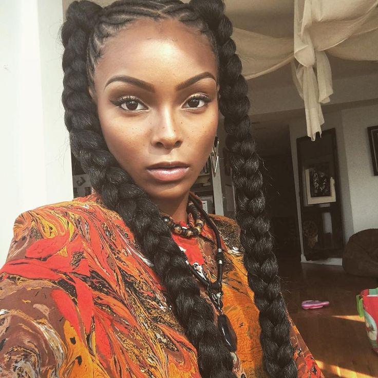 Black Girl Box braids, French braid: Afro-Textured Hair,  Hairstyle Ideas,  African hairstyles,  Braids Hairstyles,  Black Hairstyles  
