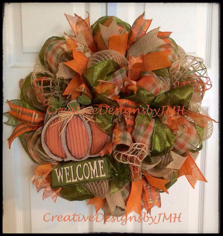 Fall deco mesh wreath: Christmas Day,  Hessian fabric,  Deco mesh,  Wreath ideas,  Autumn wreaths,  mesh wreath,  Fall Wreaths,  Wreaths Fall,  Thanksgiving Wreaths,  Wreath Fall,  Fall Deco  