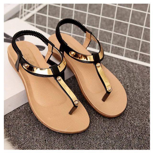 Golden Strap Sandals: 