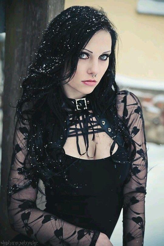 Goth Outfit Idea For Female With Sheer Black Top