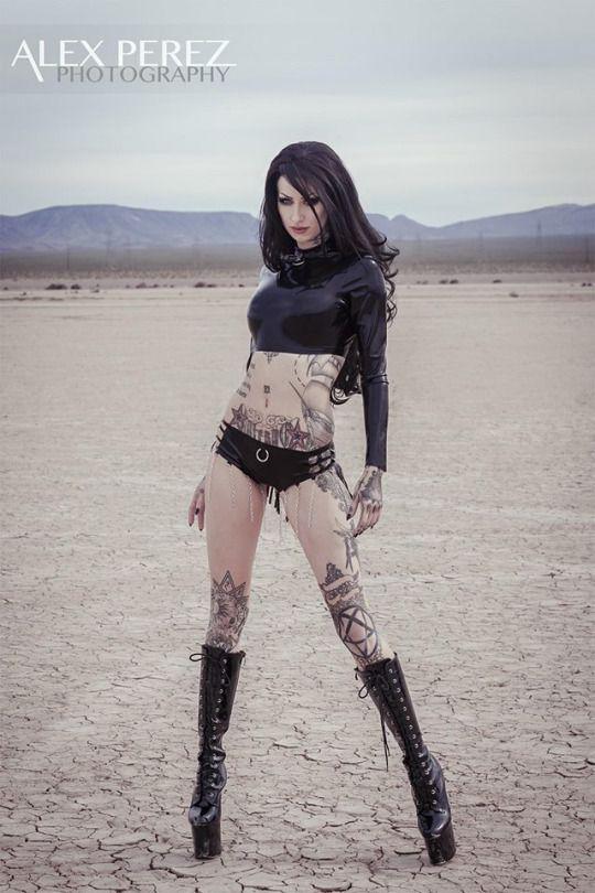 Cyber Goth Outfit Inspiration For Females: Gothic fashion,  Goth dress outfits,  Sleeve tattoo  