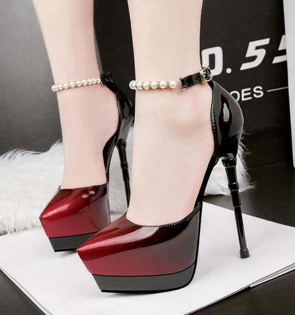 High Heel Pumps. Gradient Pointed Toe Platform Ankle Stiletto High Heels: High-Heeled Shoe,  Court shoe,  Stiletto heel,  High Heel Ideas,  Best Stilettos Ideas,  Peep-Toe Shoe  