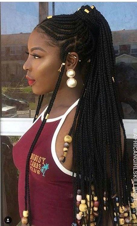 Black Girl Box braids, African hairstyles: Afro-Textured Hair,  Bob cut,  Hairstyle Ideas,  African hairstyles,  Black Hairstyles,  French braid  