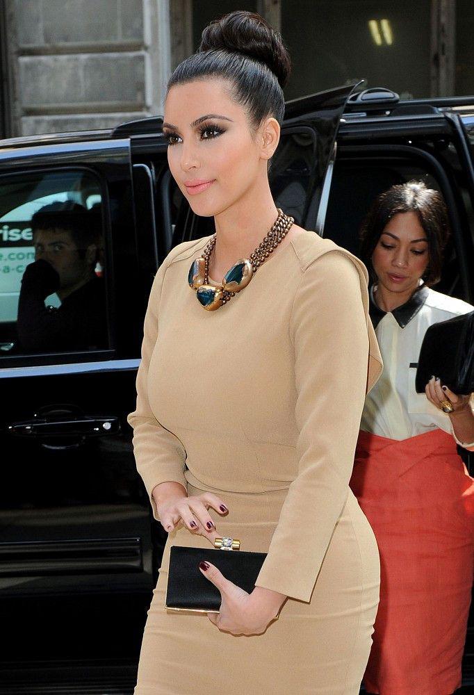 Bun hairstyle ideas from Kim Kardashian.: Kylie Jenner,  Kim Kardashian,  Kris Jenner,  Kourtney Kardashian,  Kris Humphries,  Outfits With Bun Hairstyle  