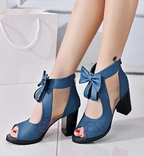 Black 7' High Heel Ankle Strap Patent Leather Sexy Shoes. Pretty Bowtie Peep Toe Chunky Sandals: High-Heeled Shoe,  Court shoe,  Stiletto heel,  High Heel Ideas,  Best Stilettos Ideas,  Peep-Toe Shoe,  Platform shoe  