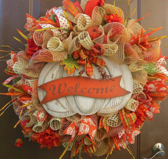 Fall wreaths deco mesh: Christmas Day,  Christmas decoration,  Hessian fabric,  Door Wreaths,  Deco mesh,  Fall Wreaths  