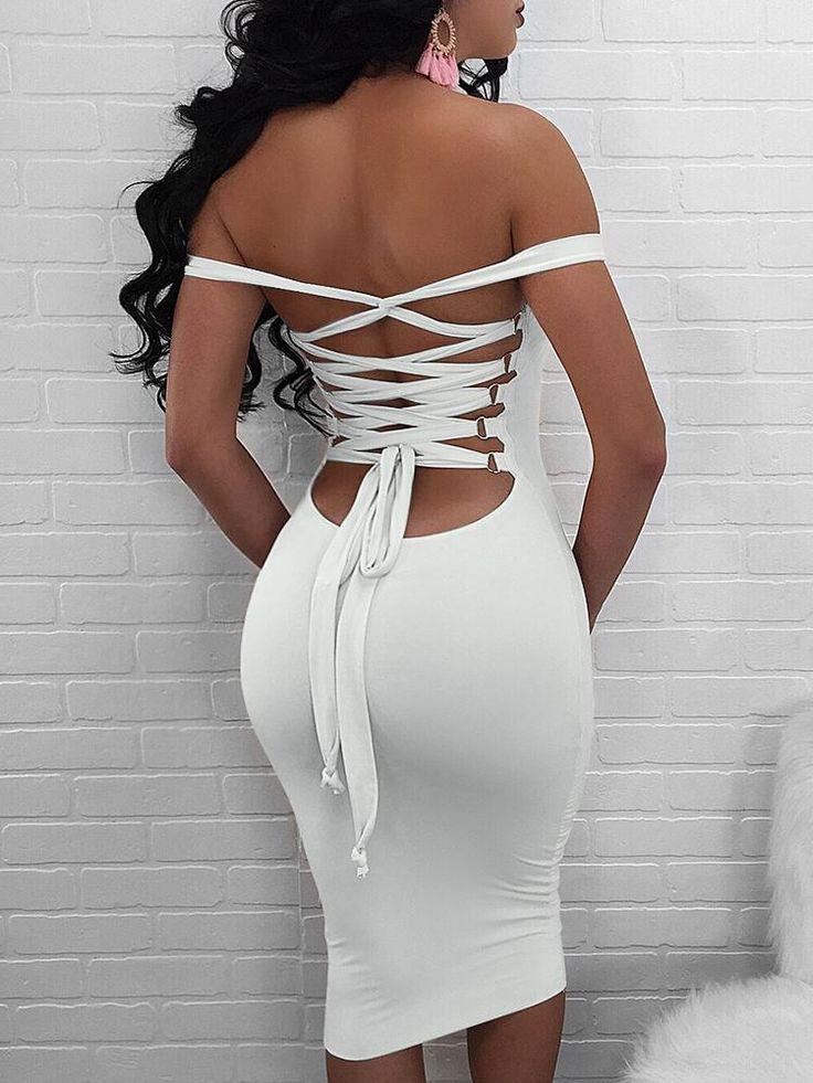 Sexy Bandage Strappy Back Bodycon Dress On Stylevore