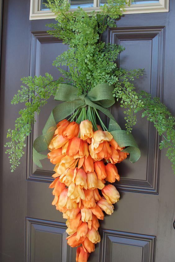 Carrot door wreath: Floral design,  Door hanger  