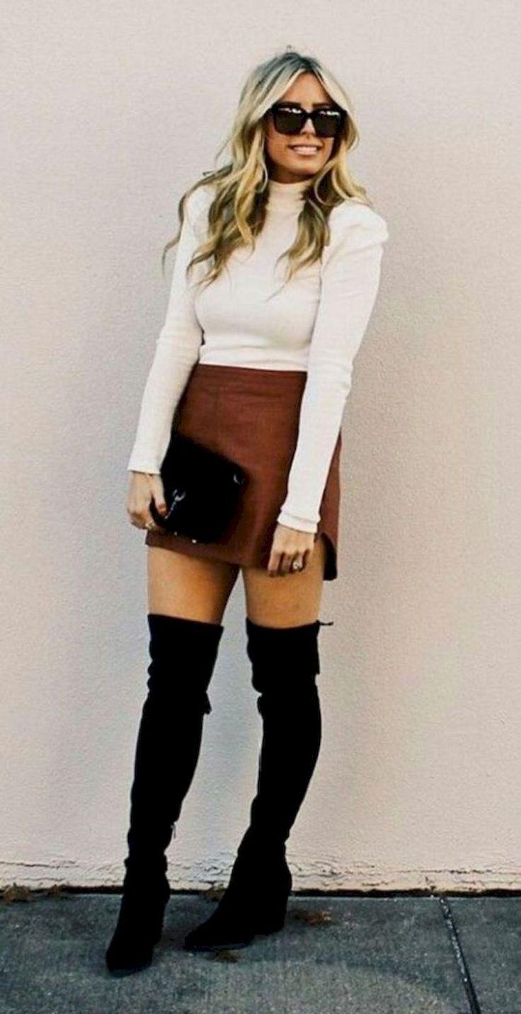 Casual outfits Knee-high boot, Over-the-knee boot: Polo neck,  Boot Outfits,  Knee highs,  Girls Work Outfit,  Chap boot  